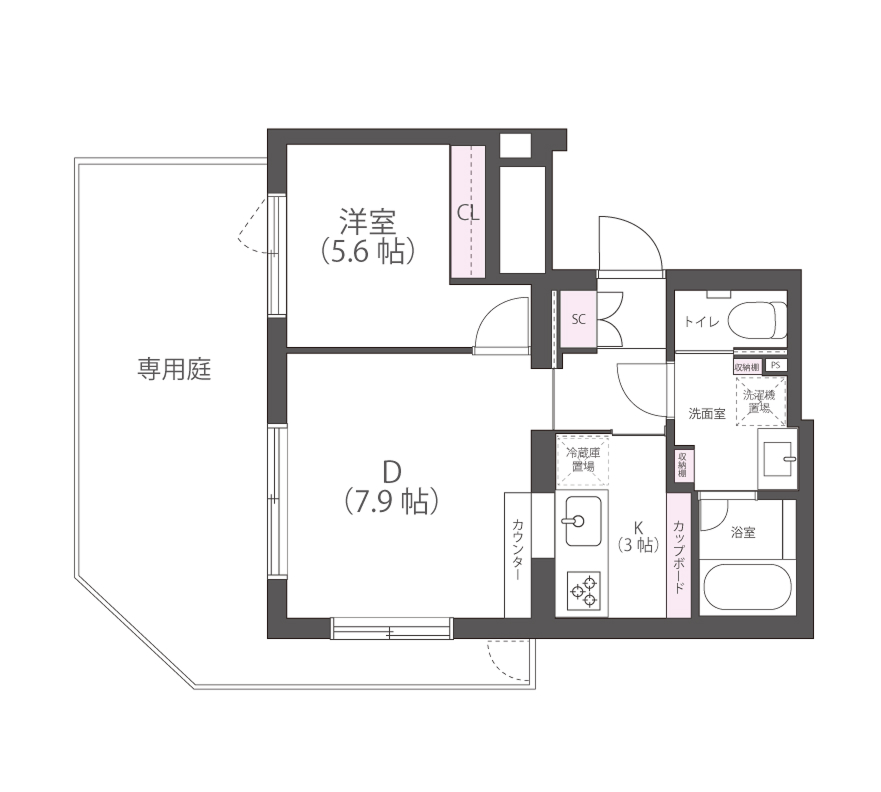 1dkの間取りの画像