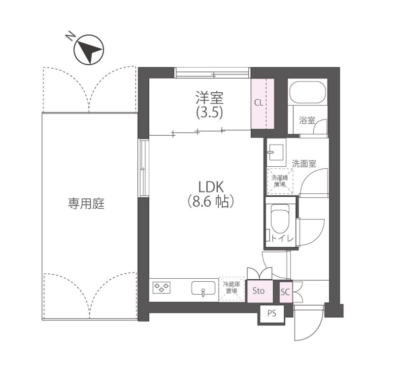 1ldkの間取りの画像