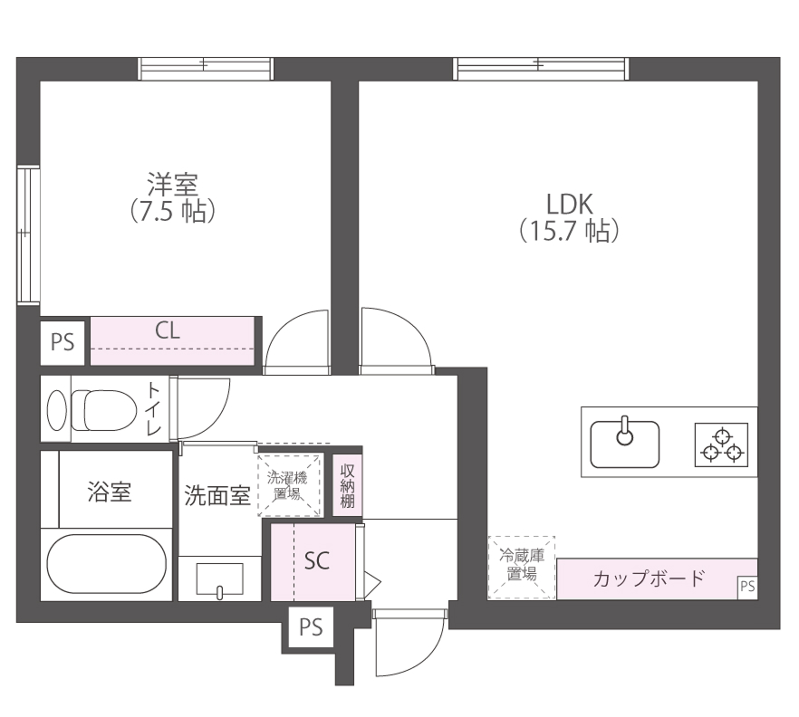 1ldkの間取りの画像