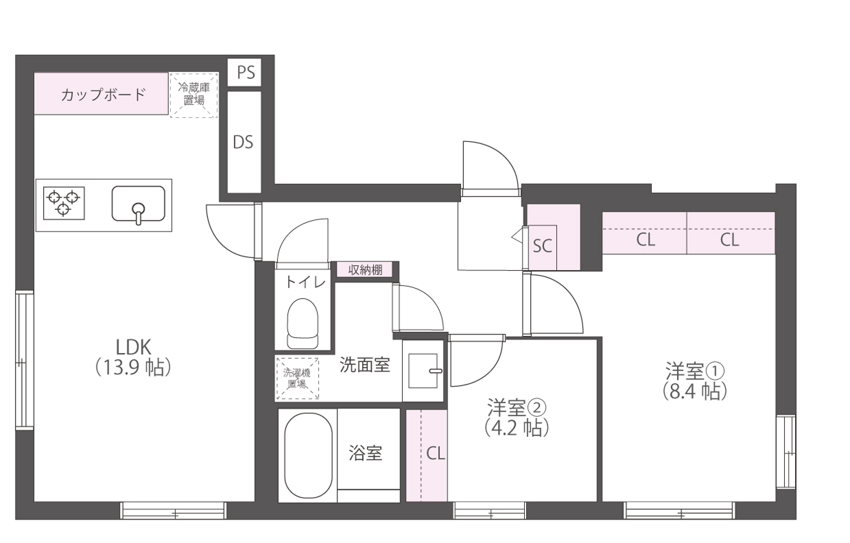 2ldkの間取りの画像