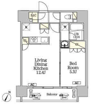 1ldkの間取りの画像