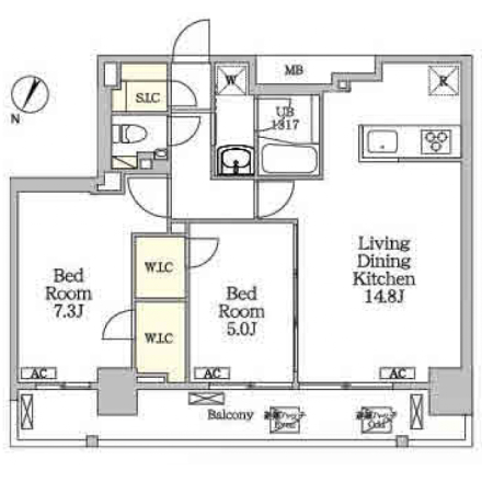 2ldkの間取りの画像